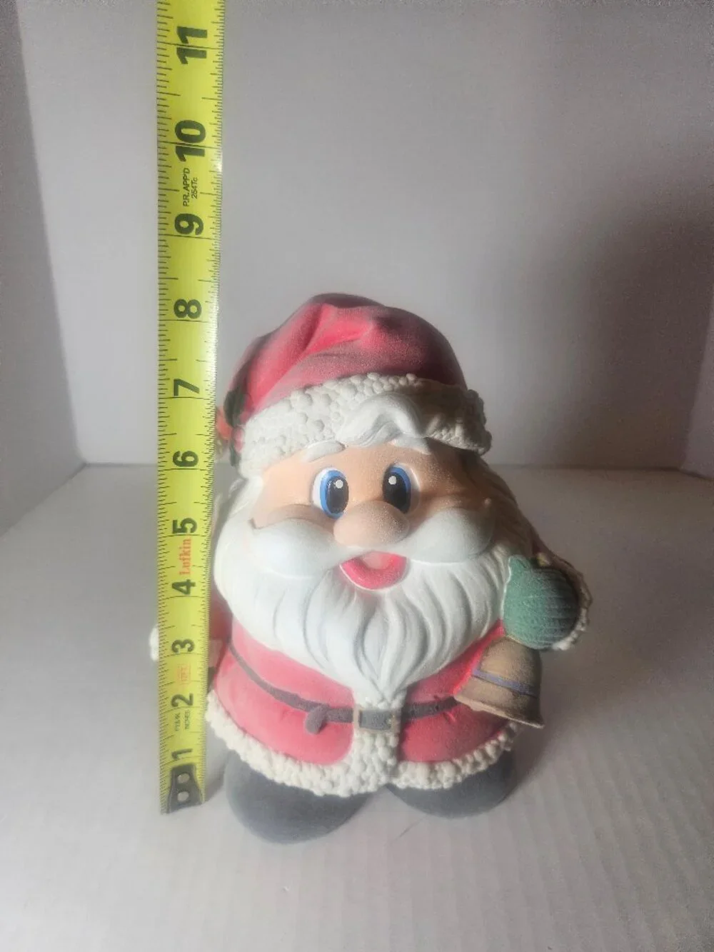 Rare Vintage Favorite Things Christmas Bank Hand Painted Flocked Santa Claus